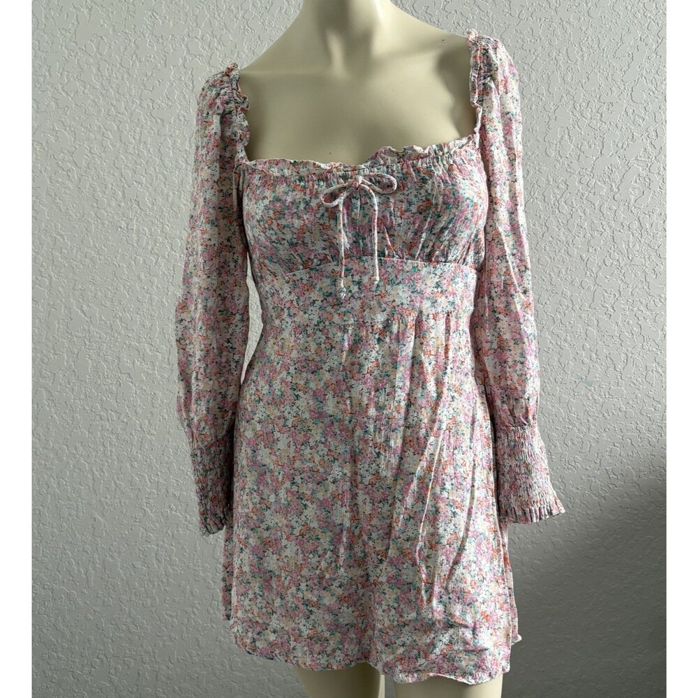 Faithfull the Brand Babydoll Dress Sz Small Cottagecore Boho Floral Puff Sleeves